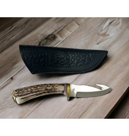 Circle SH Cutlery Stag Horn Fixed Blade Knife with Gut Hook