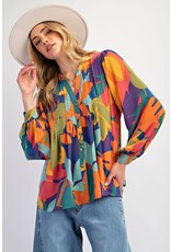 Genevieve Printed Twill Blouse