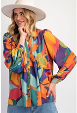 Genevieve Printed Twill Blouse