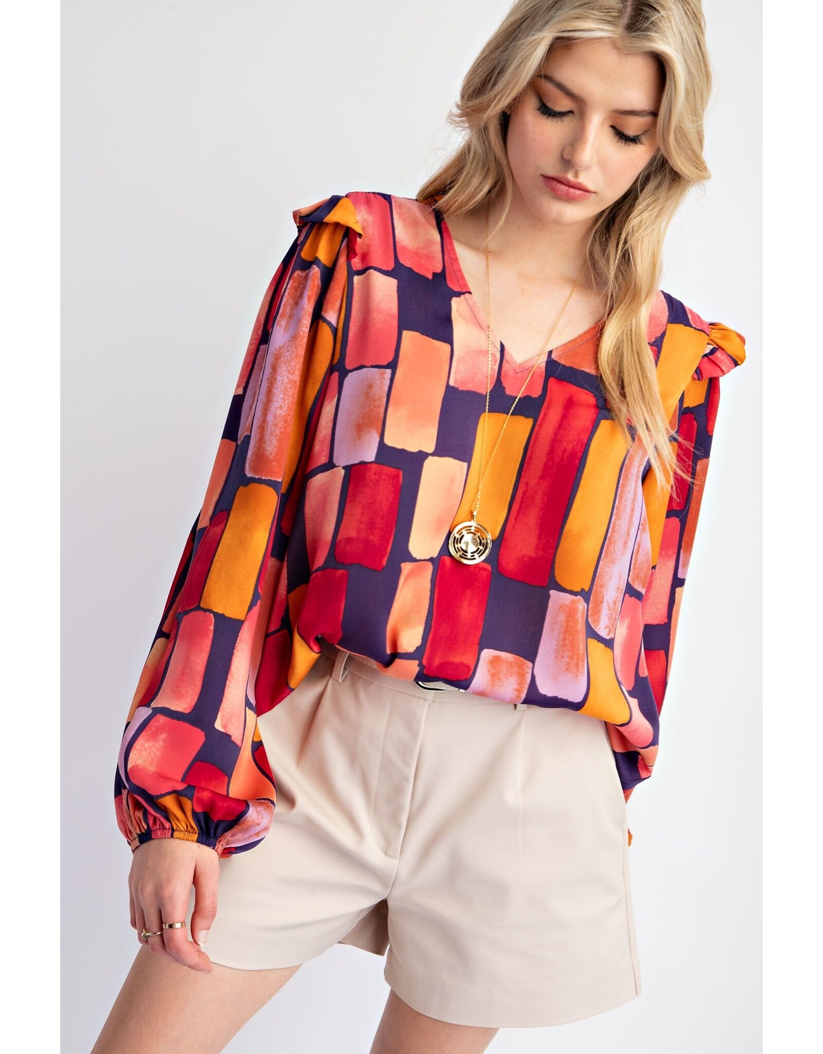 Gabriella Satin Print Top