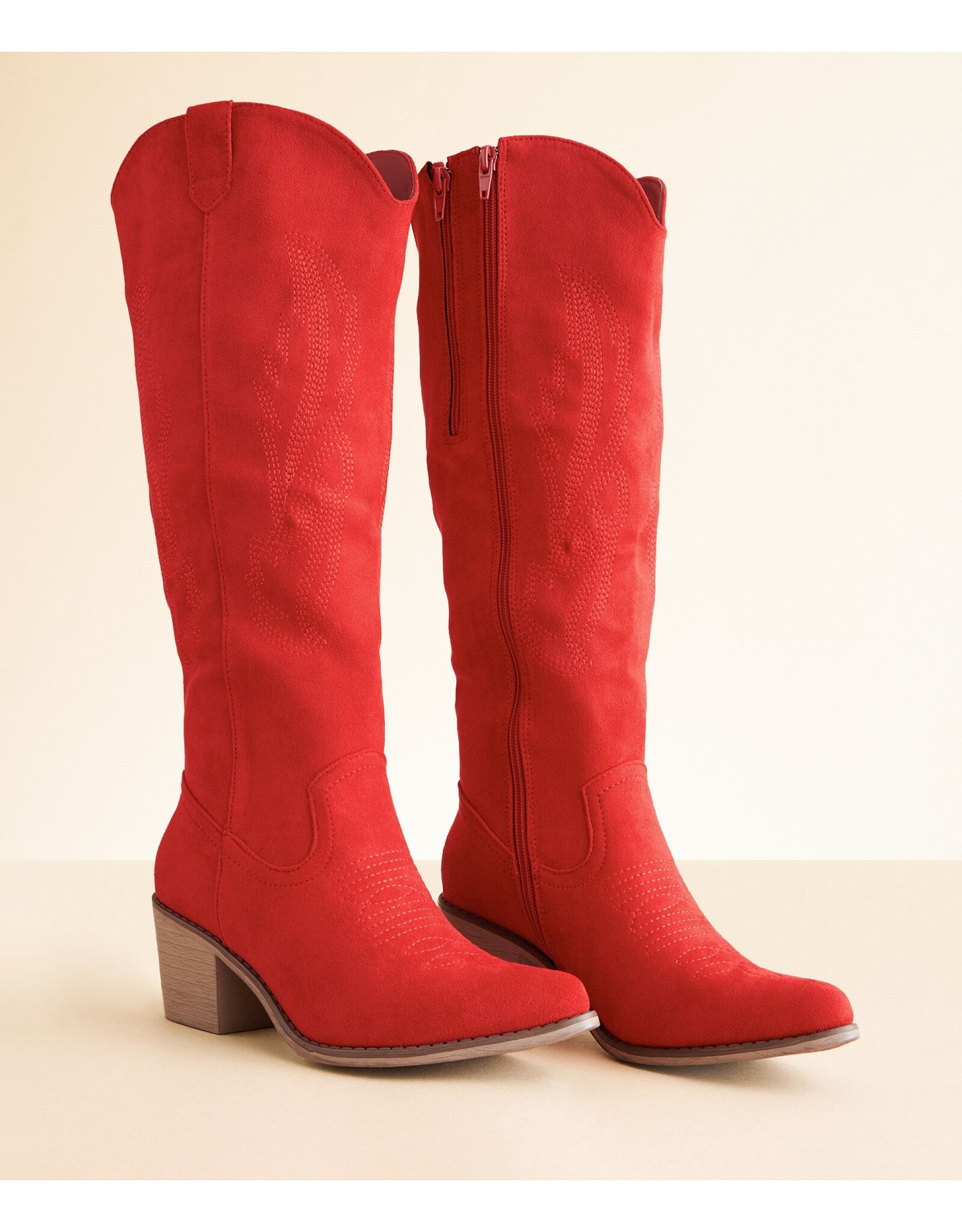 Rhonda Red Suede Boots