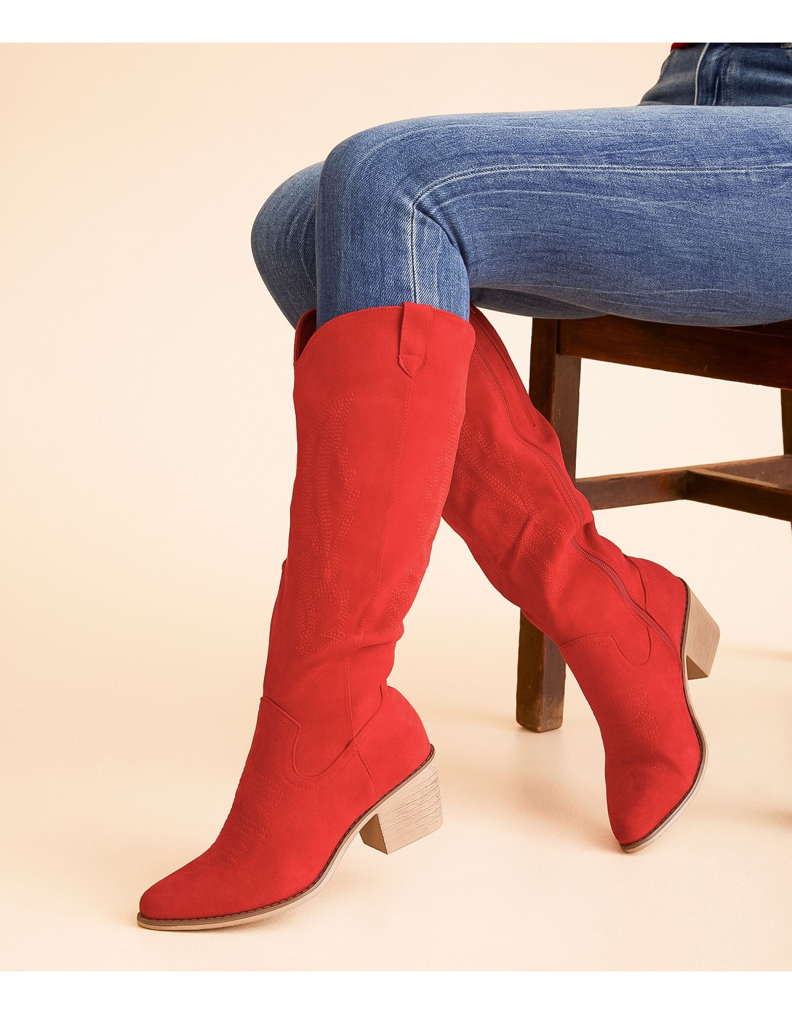 Rhonda Red Suede Boots