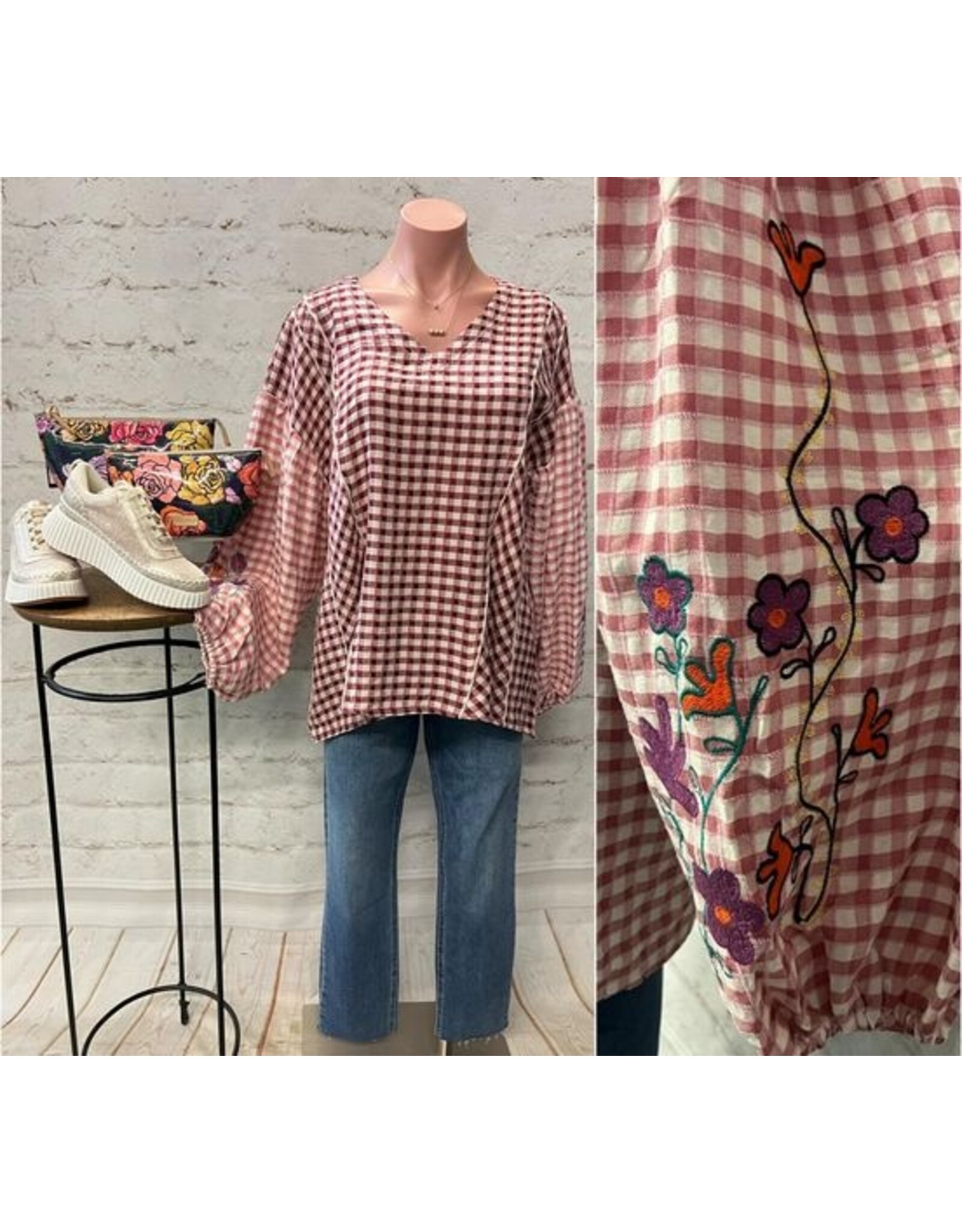 Gail Embroidered Sleeve Blouse