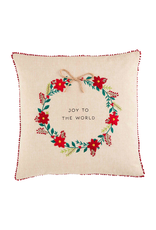 Mud Pie Embroidered Christmas Wreath Pillow