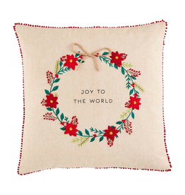 Mud Pie Embroidered Christmas Wreath Pillow