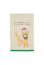 Mud Pie He's Making A List Dog Ric-Rac Towel