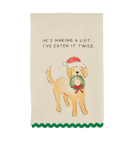 Mud Pie He's Making A List Dog Ric-Rac Towel