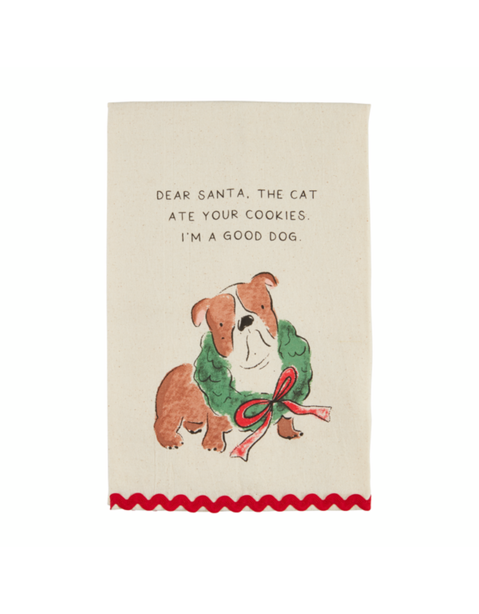 Mud Pie Dear Santa Dog Ric-Rac Towel