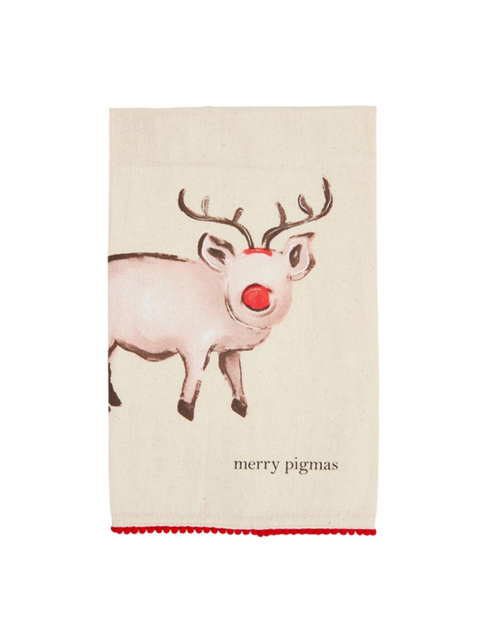 Mud  Pie Pig Christmas Pom Towel