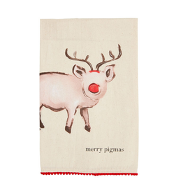 Mud  Pie Pig Christmas Pom Towel