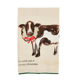 Mud Pie Cow Christmas Pom Towel