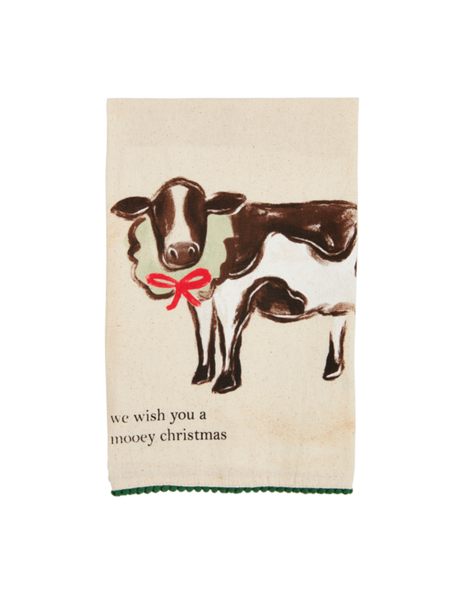 Mud Pie Cow Christmas Pom Towel