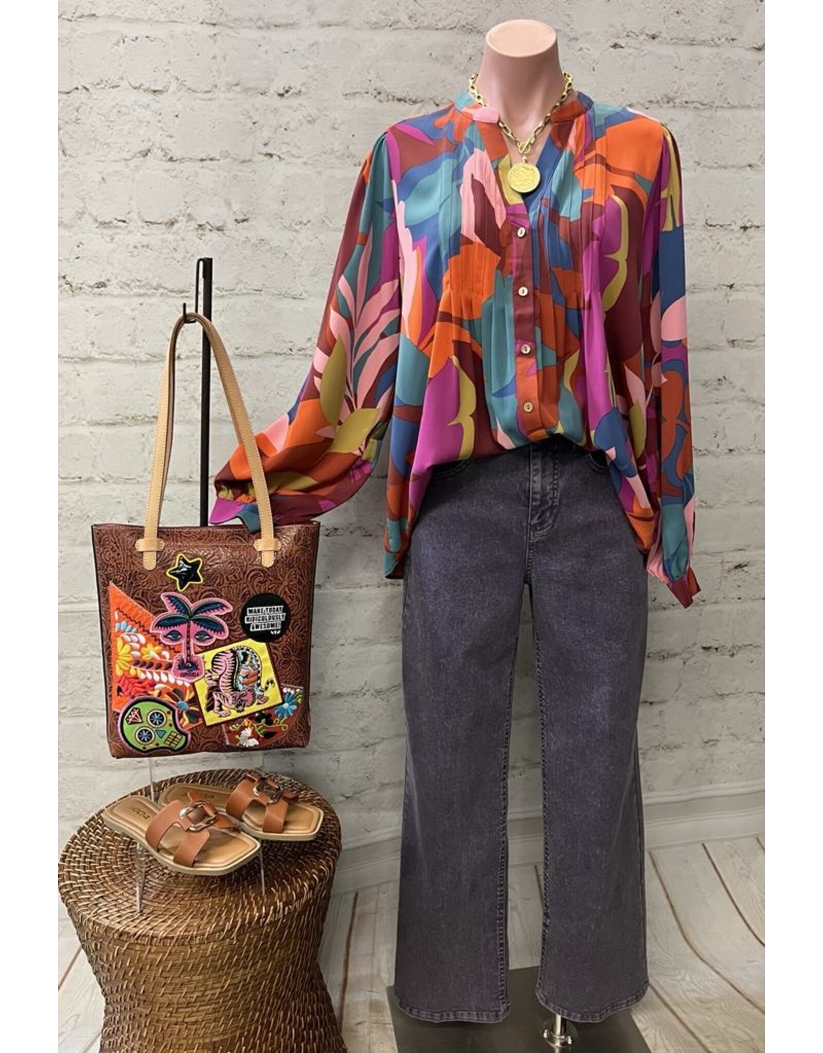 Genevieve Printed Twill Blouse