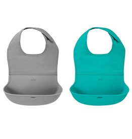 OXO OXO Tot Roll Up Bib 2 Pack Gray and Teal