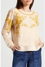 Tribal Tribal French Terry Crew Neck Top with Embroidery