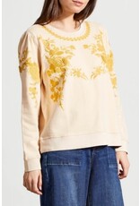 Tribal Tribal French Terry Crew Neck Top with Embroidery