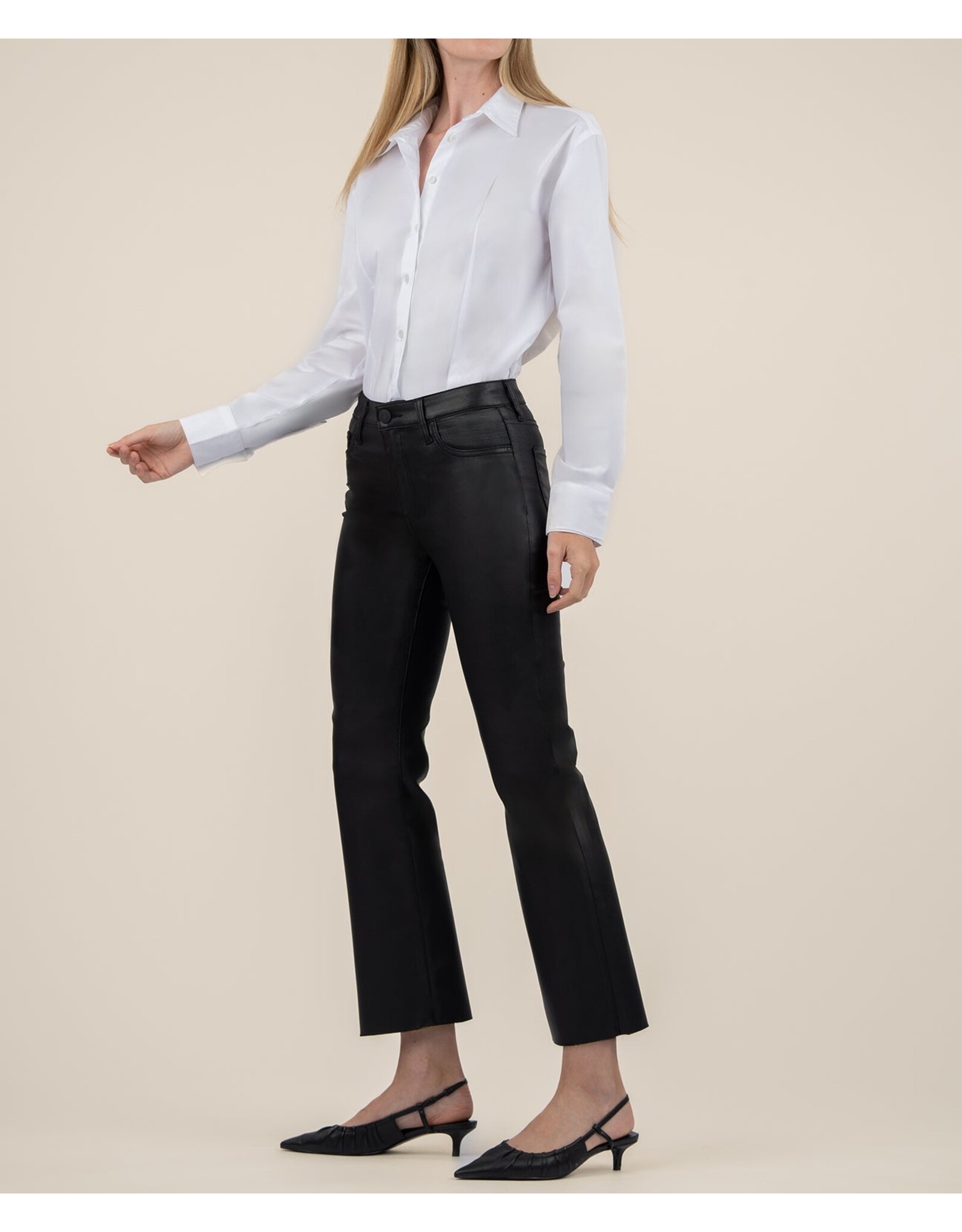 Kut from the Kloth / STS Blue KUT Kelsey Coated High Rise Ankle Flare - Black
