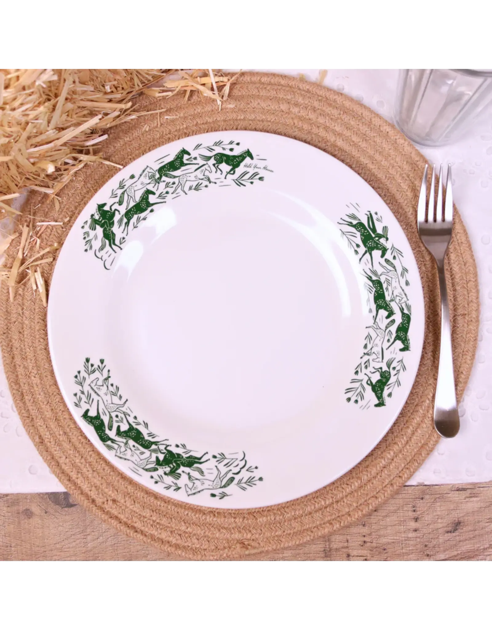 Lovegrass Hold Your Horses MELAMINE Large Dinner Plate