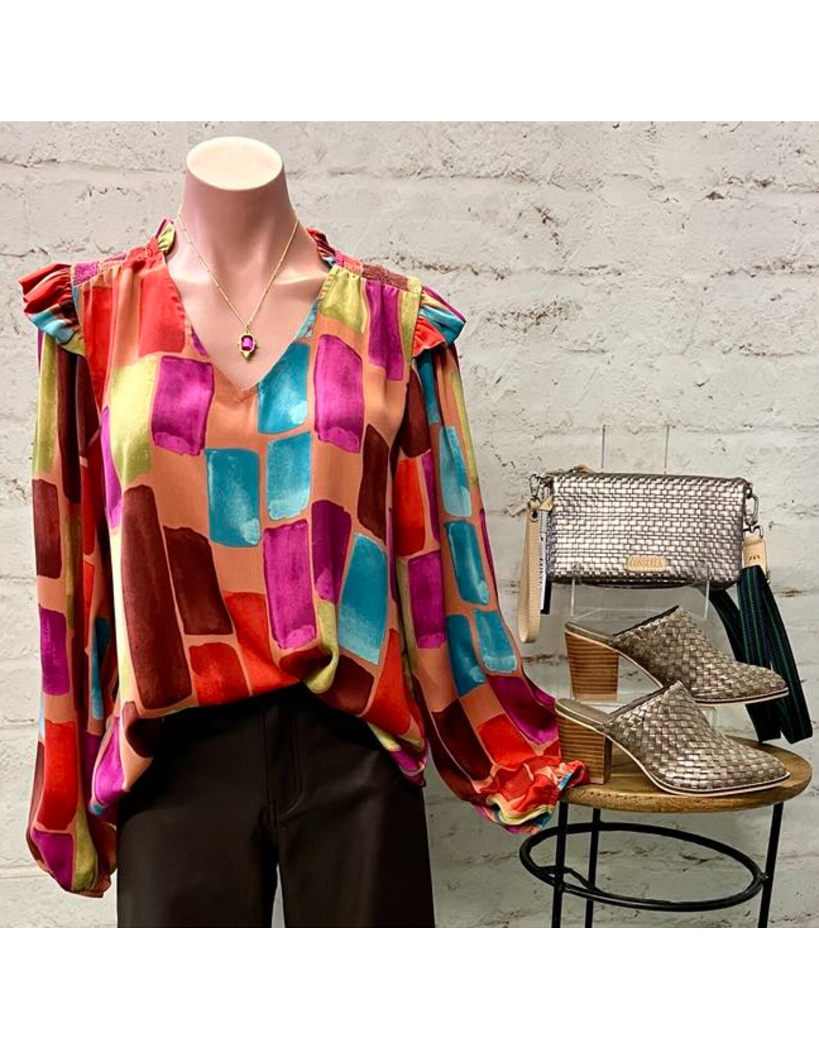 Gabriella Satin Print Top