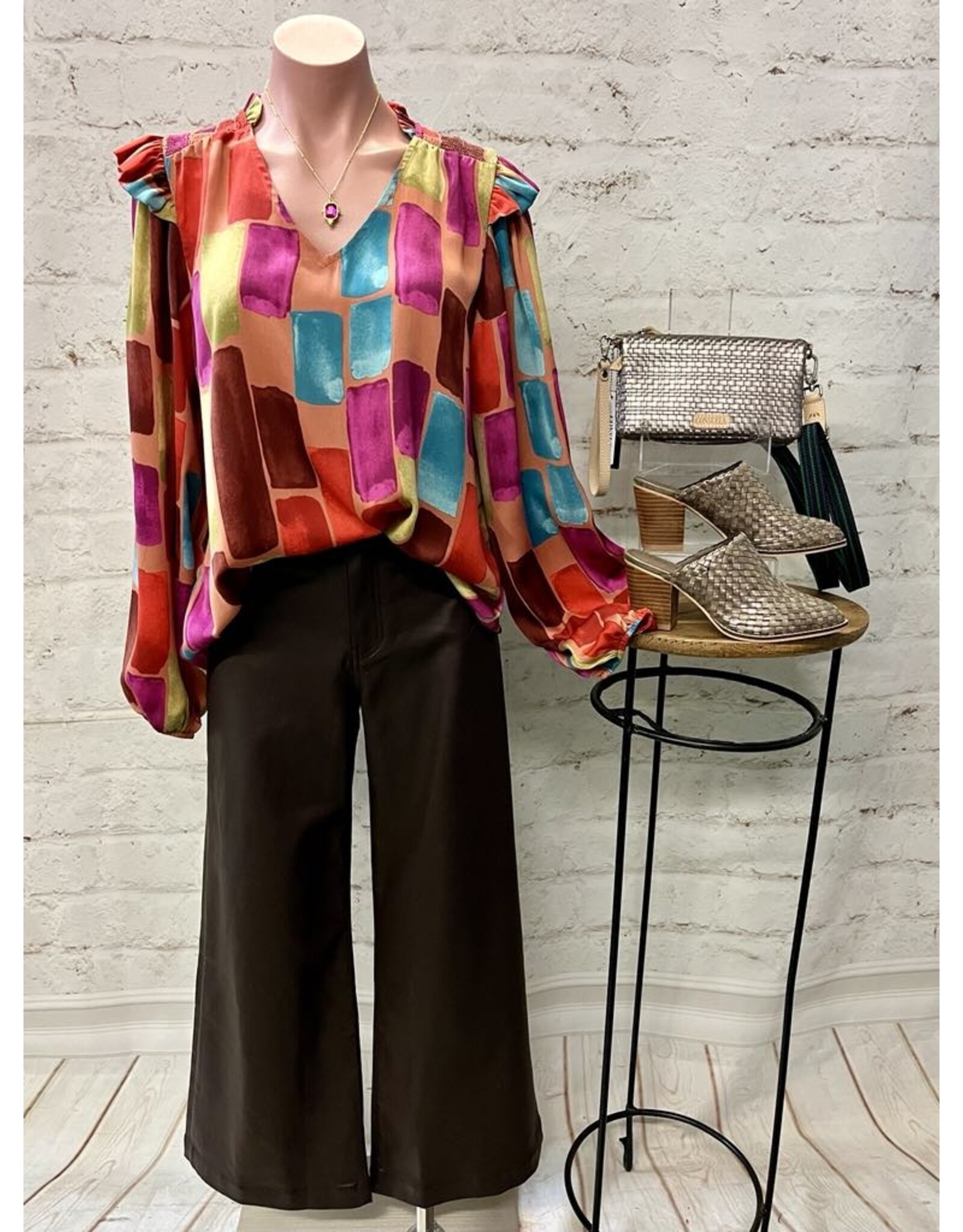 Gabriella Satin Print Top