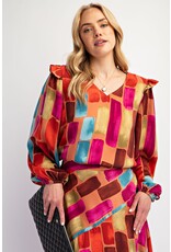 Gabriella Satin Print Top