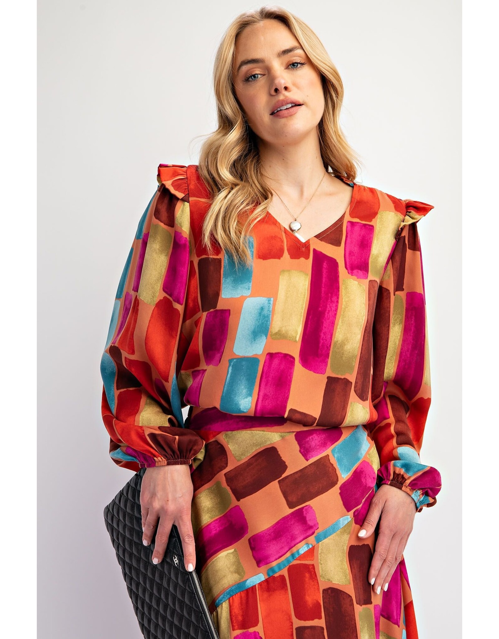 Gabriella Satin Print Top