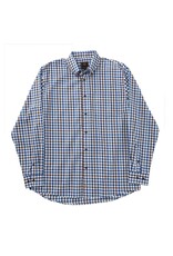 Mens Long Sleeve Twill Button Down Shirt Brown Blue