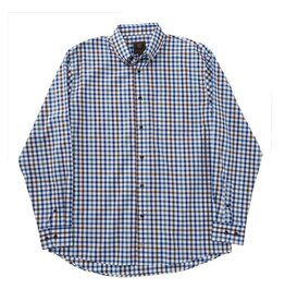 Mens Long Sleeve Twill Button Down Shirt Brown Blue