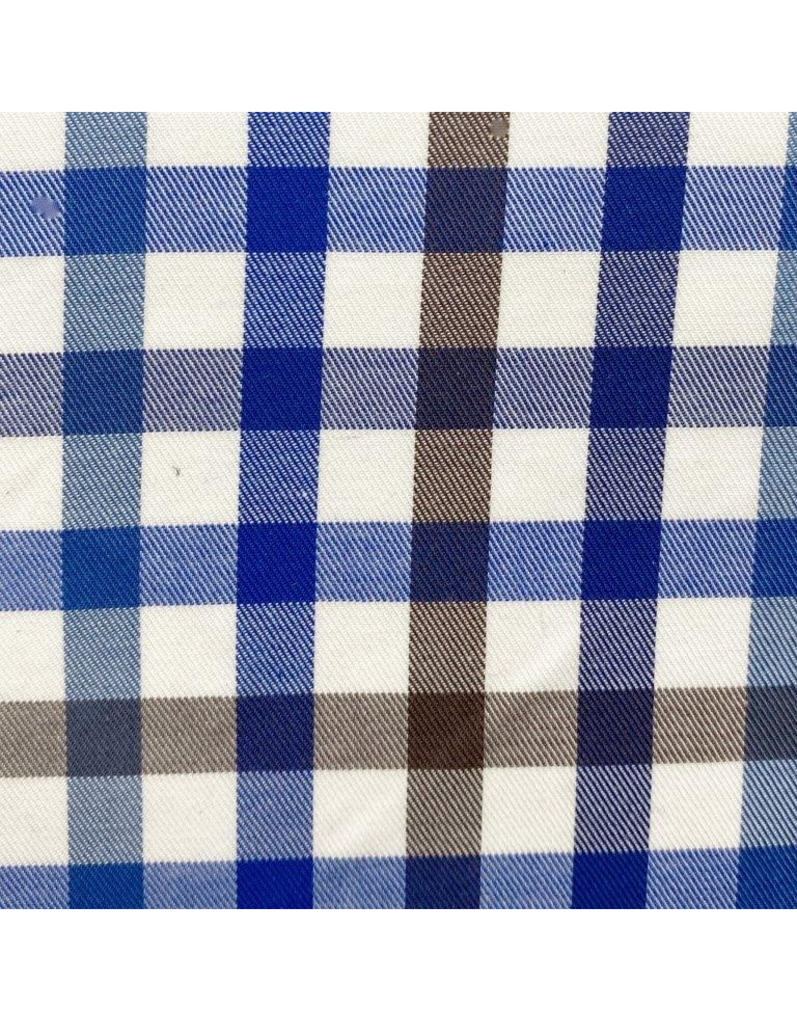 Mens Long Sleeve Twill Button Down Shirt Brown Blue