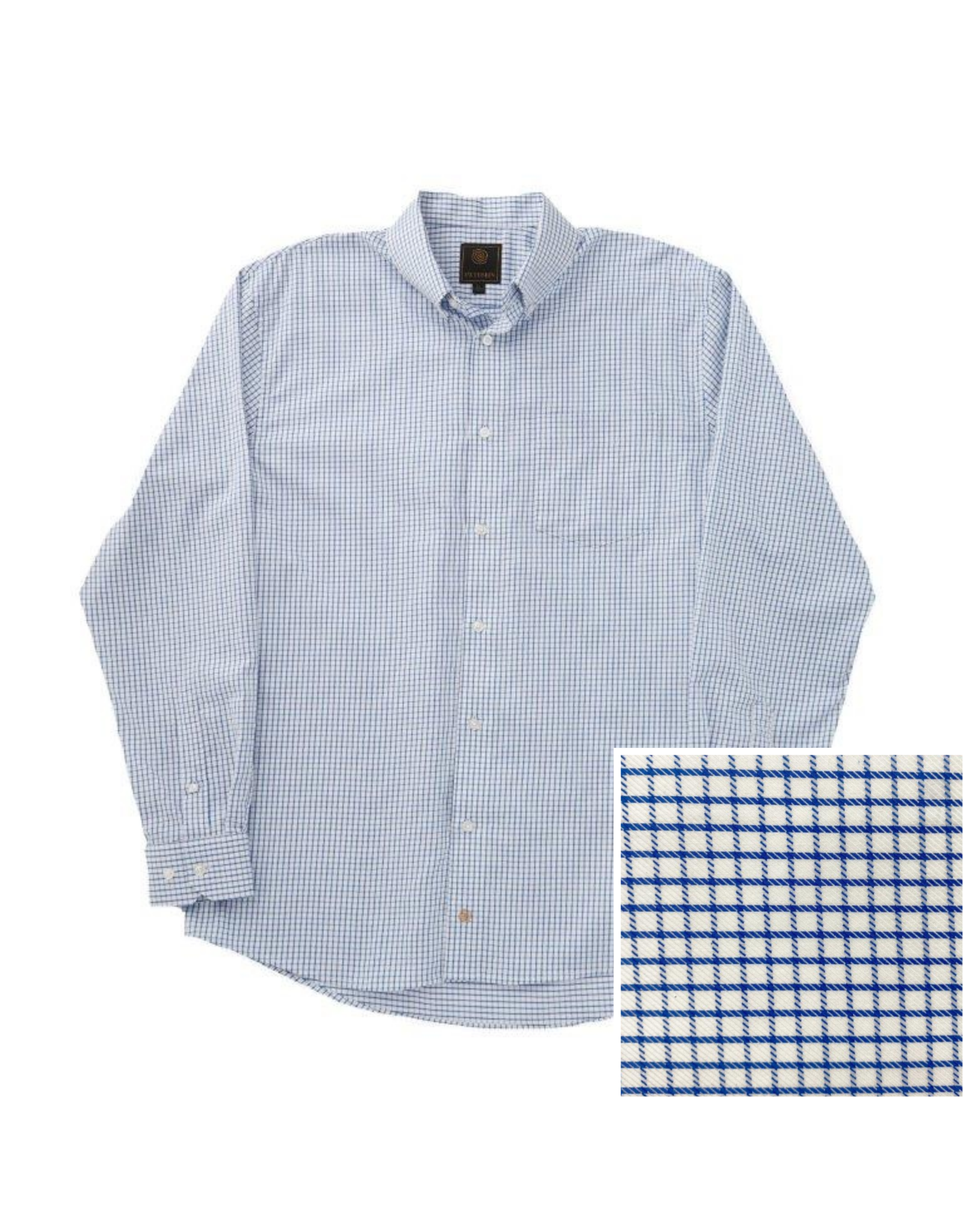 Mens Button Down Blue White Mini Check Shirt