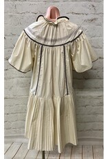 Heidi Poplin Woven Embroidered Outline Stitchwork Flare Dress