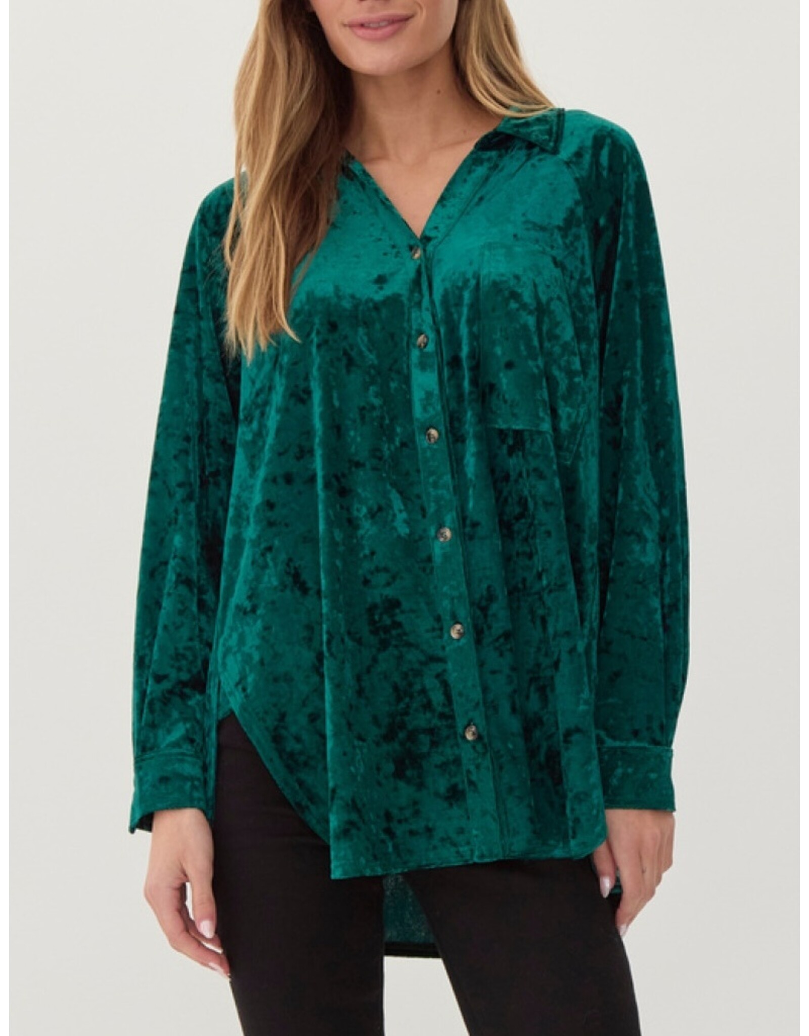 Katherine Velvet High/Low Hem Shirt