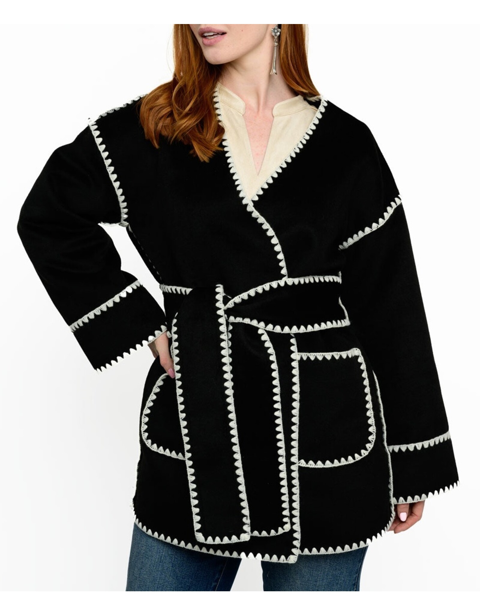 Ivy Jane Ivy Jane Whip Stitched Wrap Coat