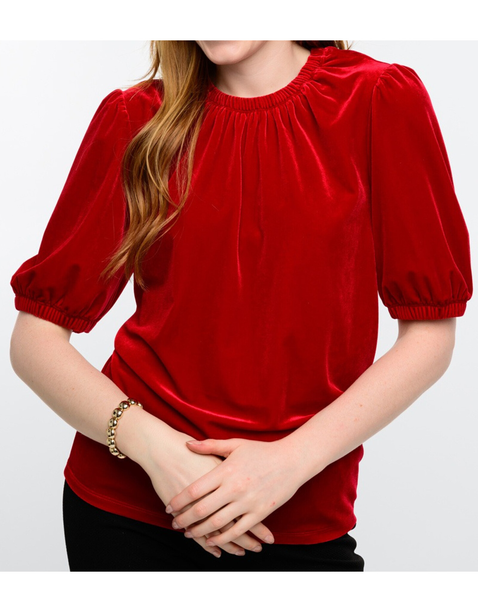 Ivy Jane Ivy Jane Velvet Rouched Neck Top