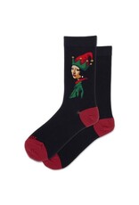 HOTSOX Elf with the Pearl Earring  Womens Crew Sock Black