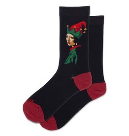 HOTSOX Elf with the Pearl Earring  Womens Crew Sock Black