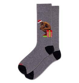 HOTSOX Santa Thinker Mens Crew Sock Charcoal