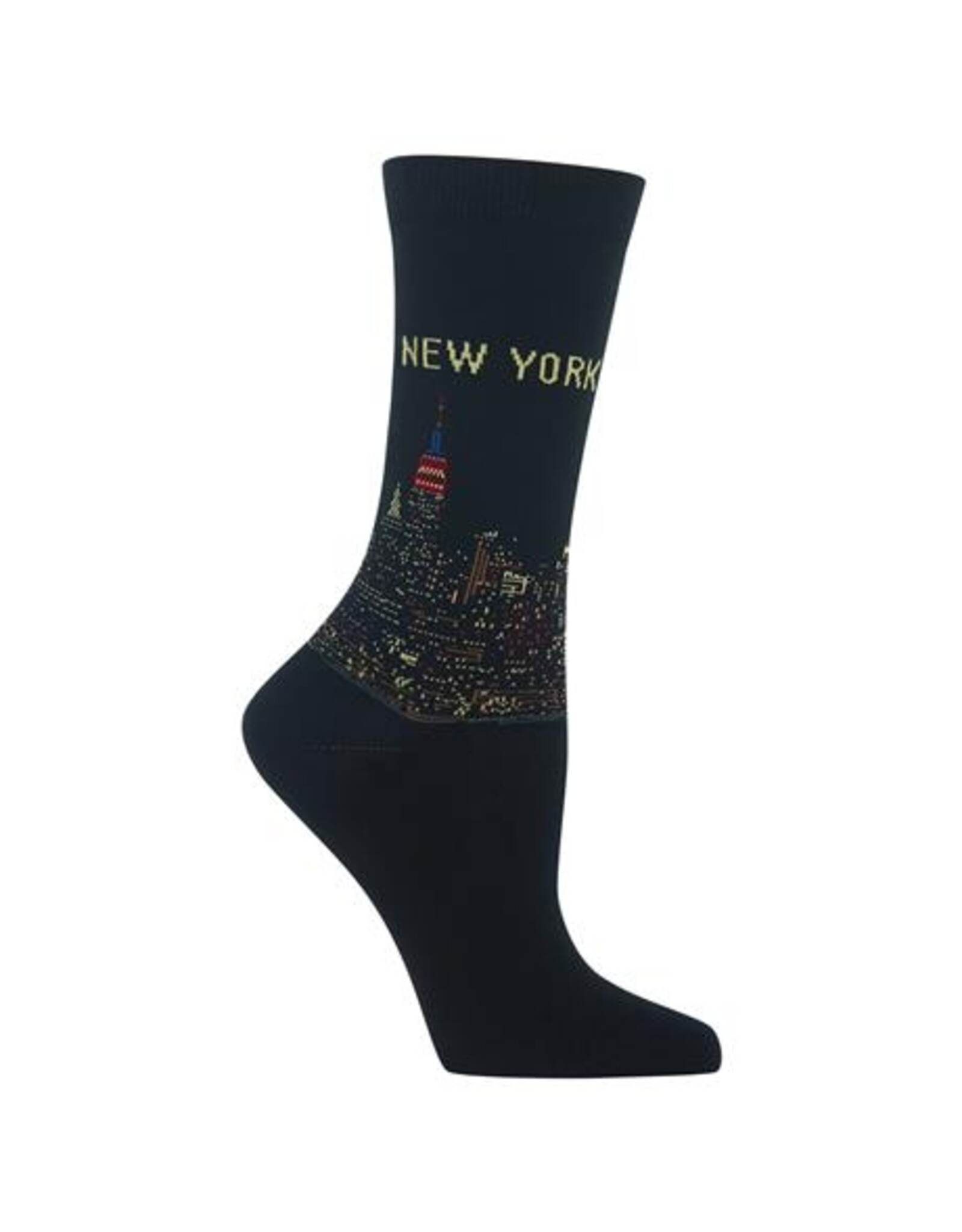 HOTSOX New York Womens Crew Socks Black