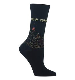 HOTSOX New York Womens Crew Socks Black