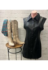 Gia Faux Leather Shirt Dress