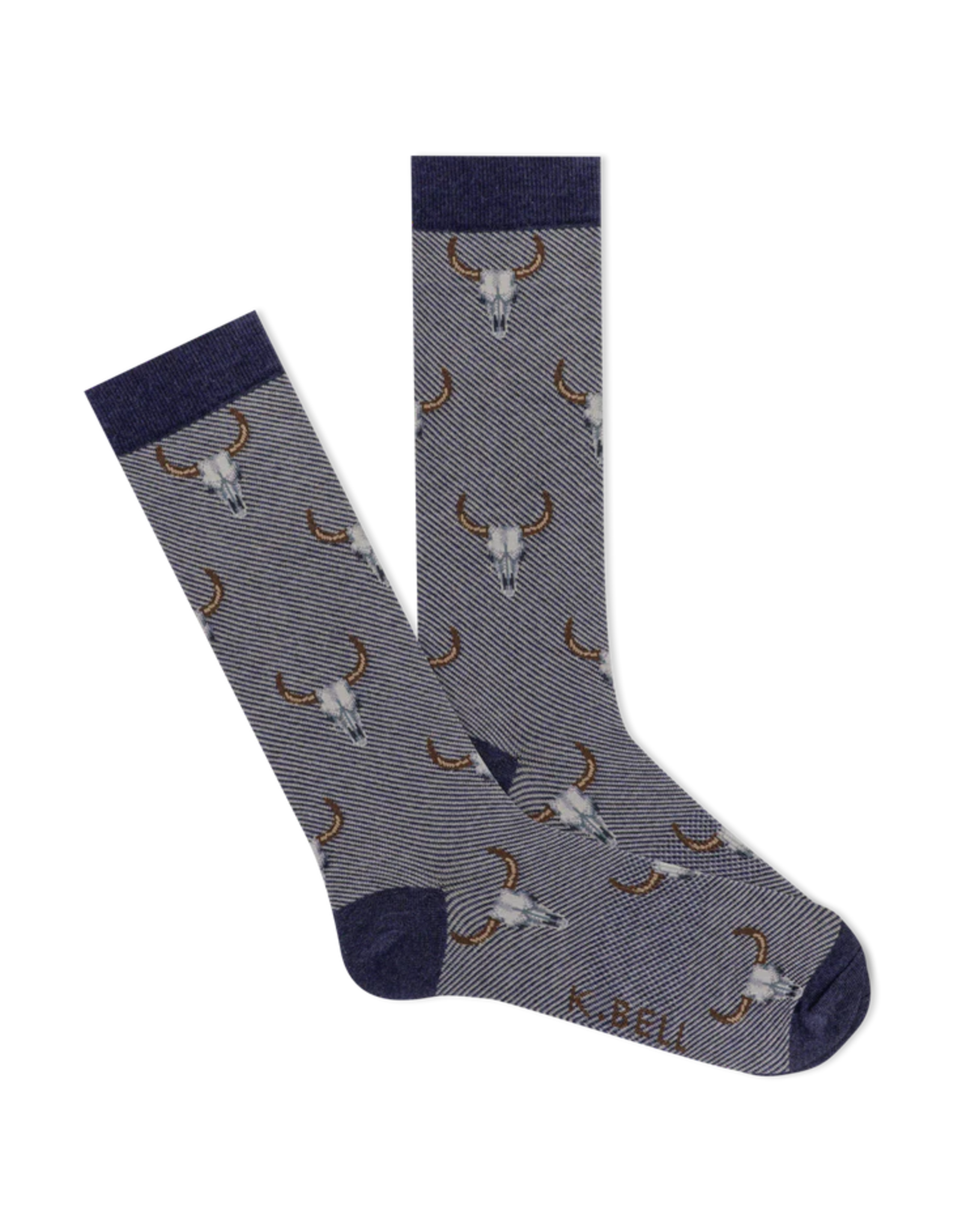 K.Bell Cattle Skulls Mens Crew Socks