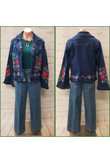 Alanna Embroidered Denim Jacket with Frayed Edges