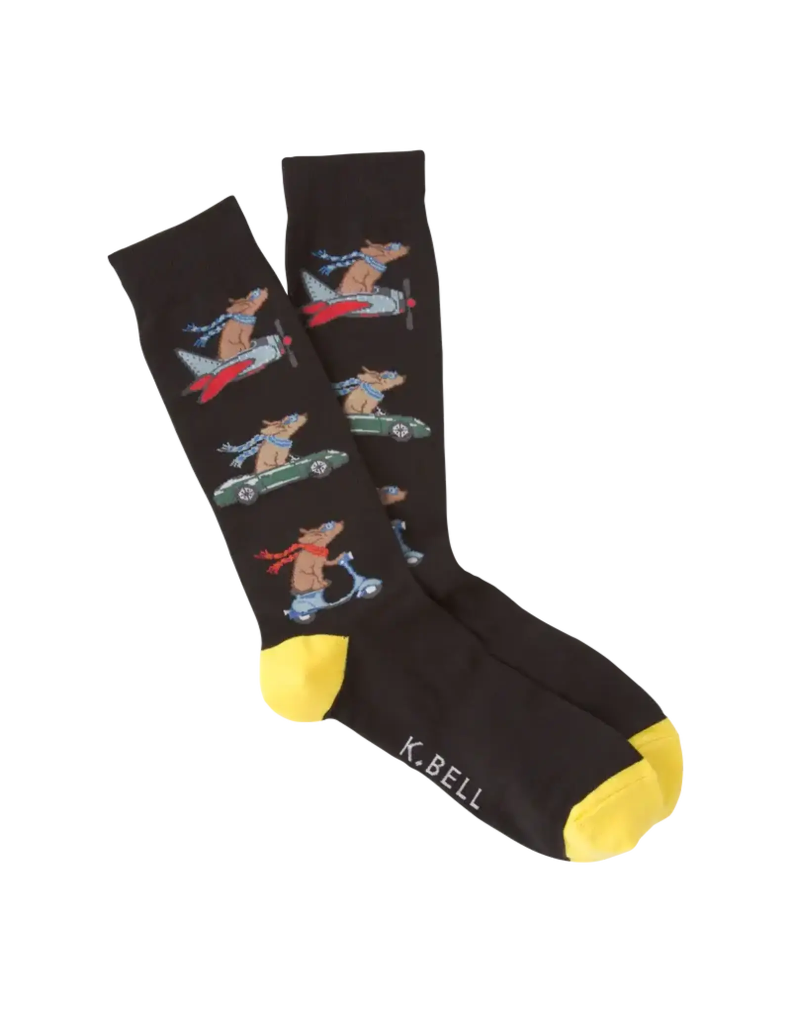 K.Bell Traveling Dogs Mens Crew Sock