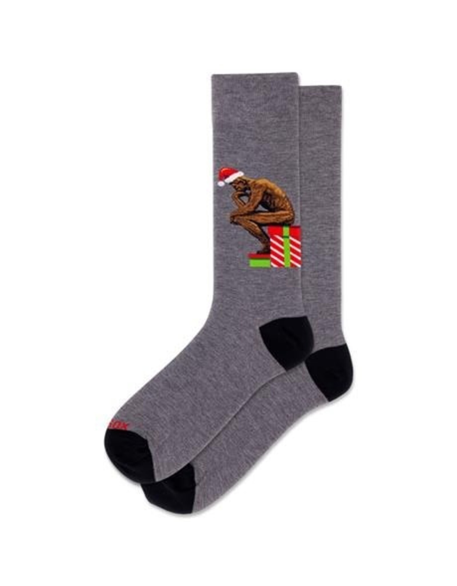 HOTSOX Santa Thinker Mens Crew Sock Charcoal