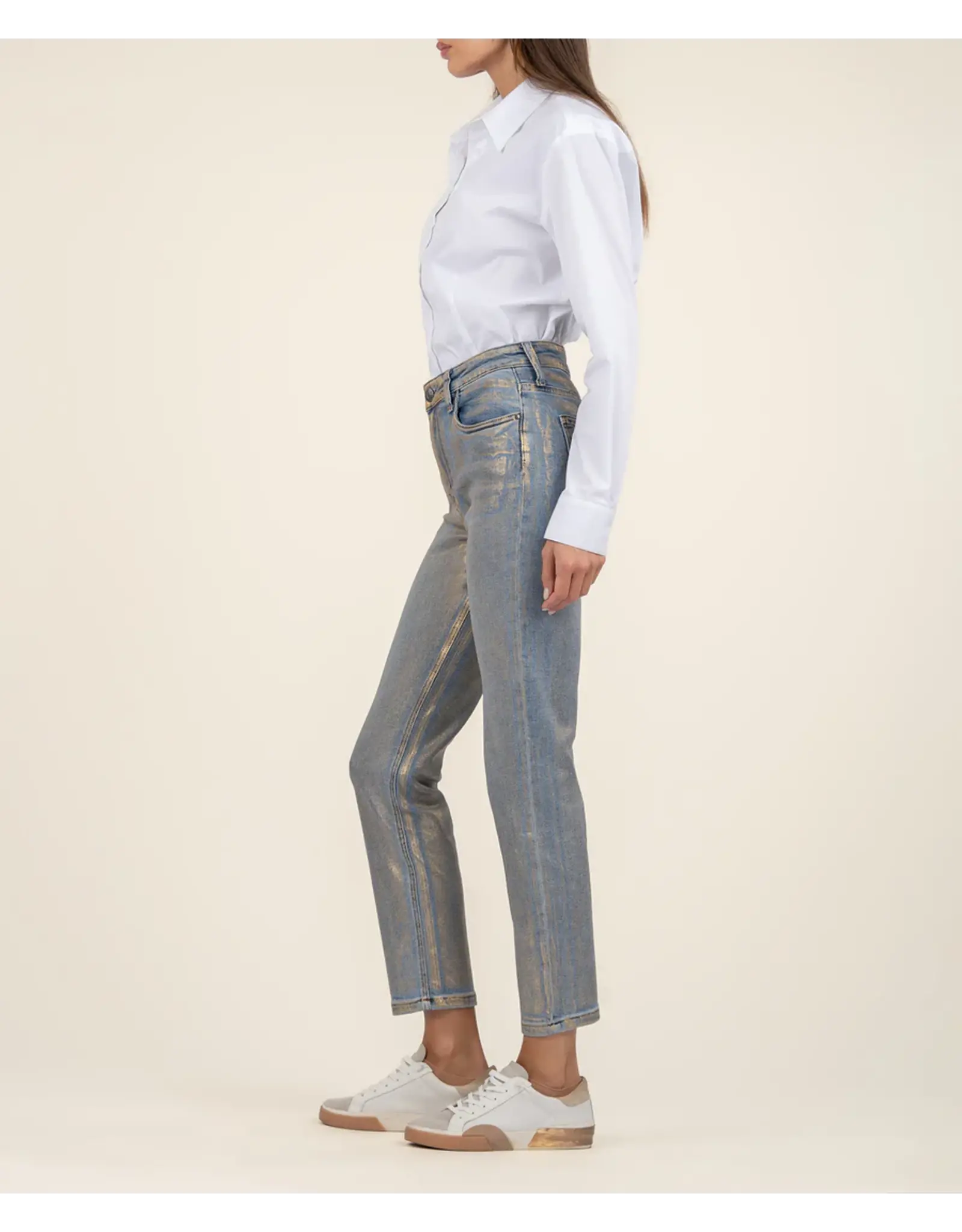 Kut from the Kloth / STS Blue KUT Rachael Coated High Rise Mom Jean - Metallic Gold