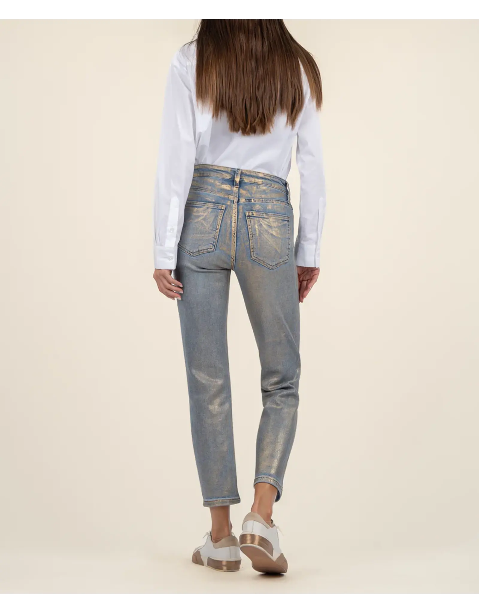 Kut from the Kloth / STS Blue KUT Rachael Coated High Rise Mom Jean - Metallic Gold