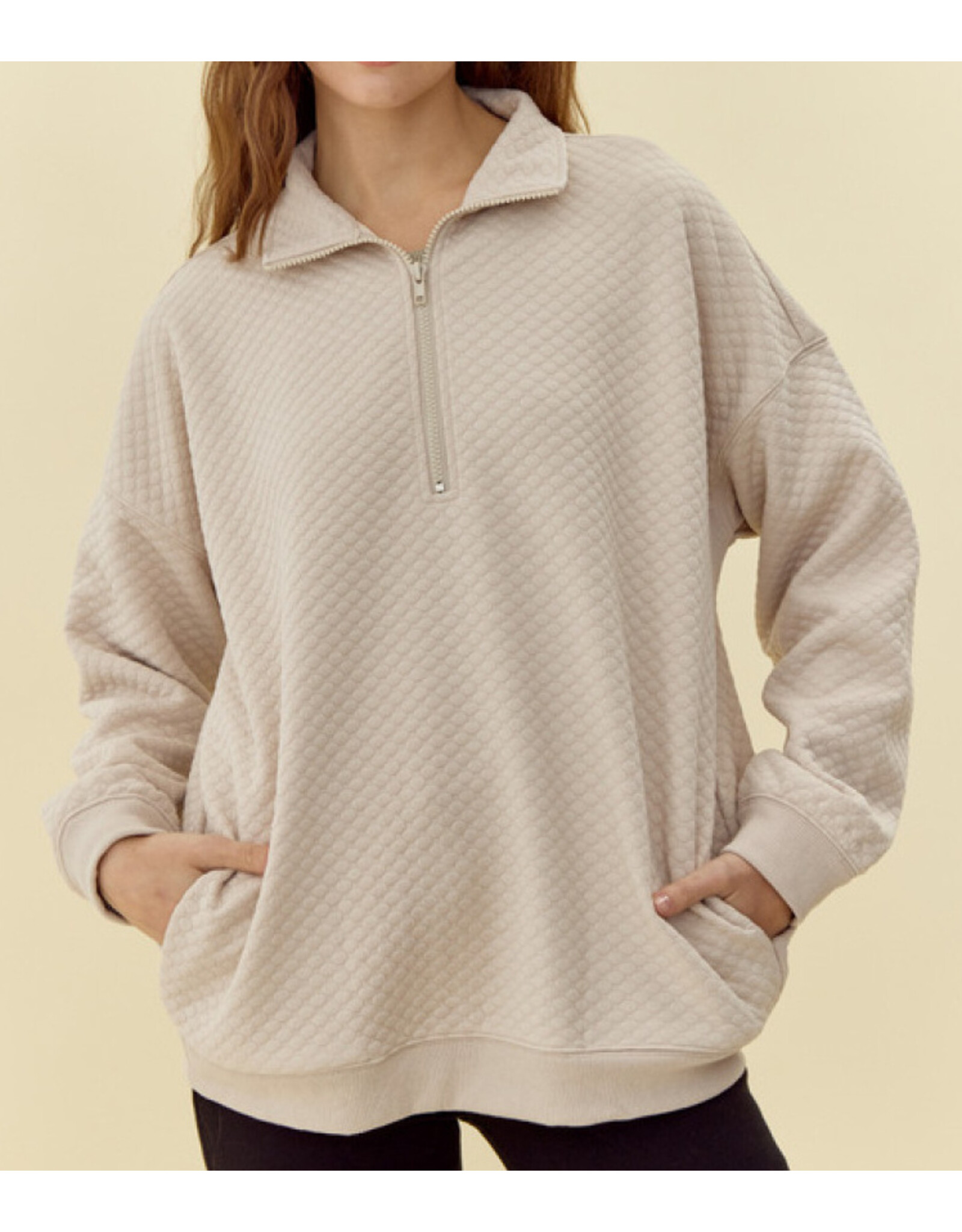 Kit Textured Half-Zip Pullover