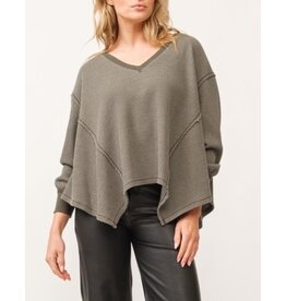 Dear John Denim Dear John Mira V-Neck Oversized Long Sleeve Top - Dark Olive