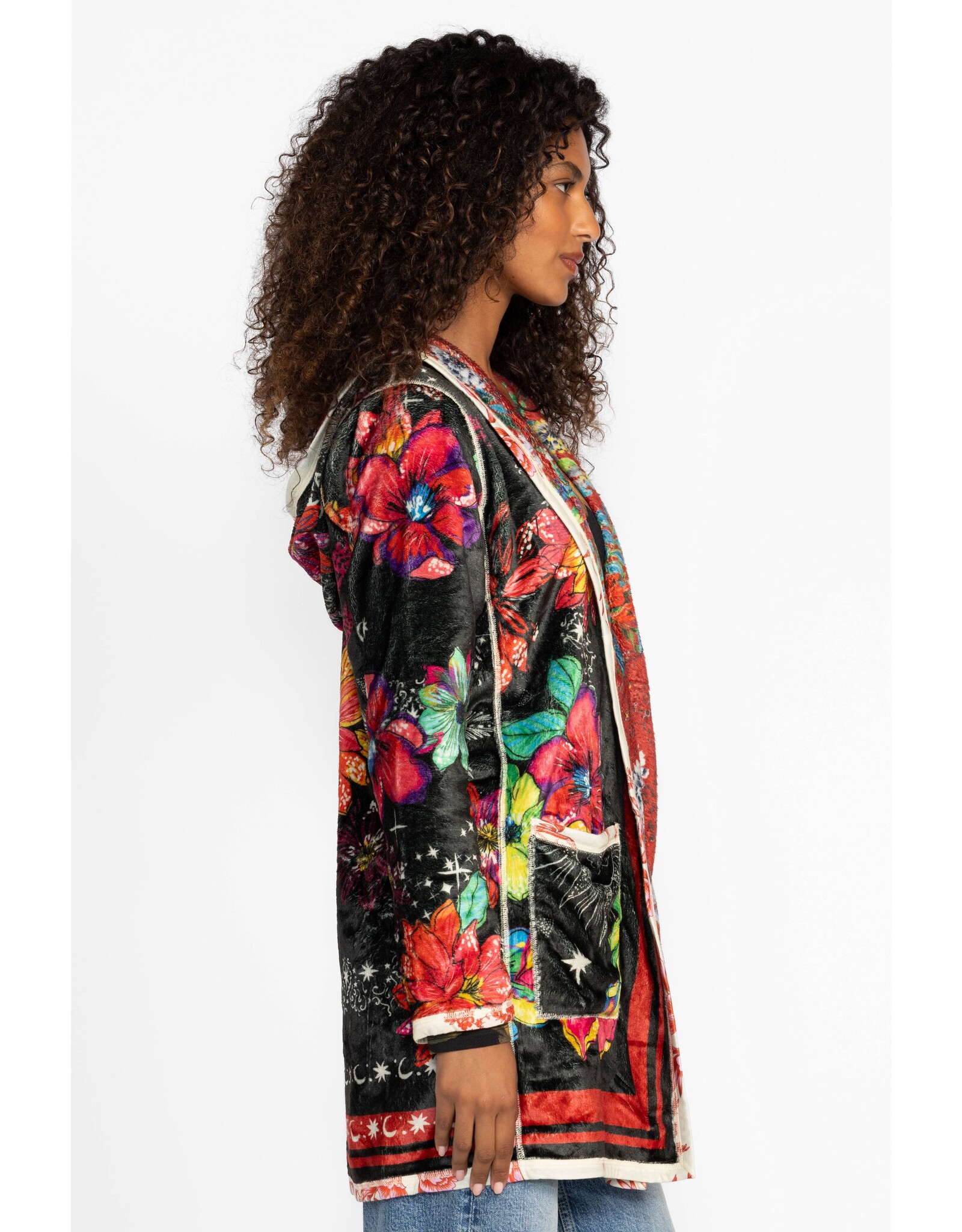 Johnny Was Joan Midi Sherpa Jacket Reversible Starry Night