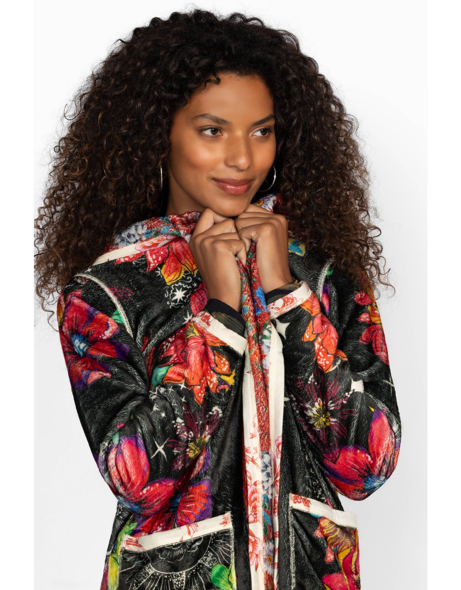 Johnny Was Joan Midi Sherpa Jacket Reversible Starry Night